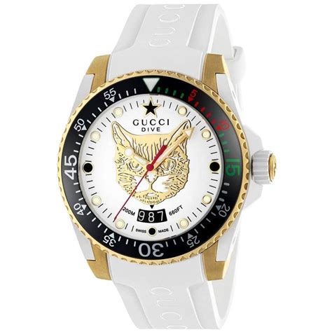 gucci dive watch white dial|Gucci dive watch 45mm snake.